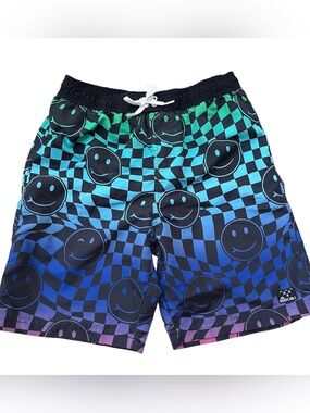 Big Chill Boys Size L 14/16 Swim trunks Multicolor Smiley Faces
